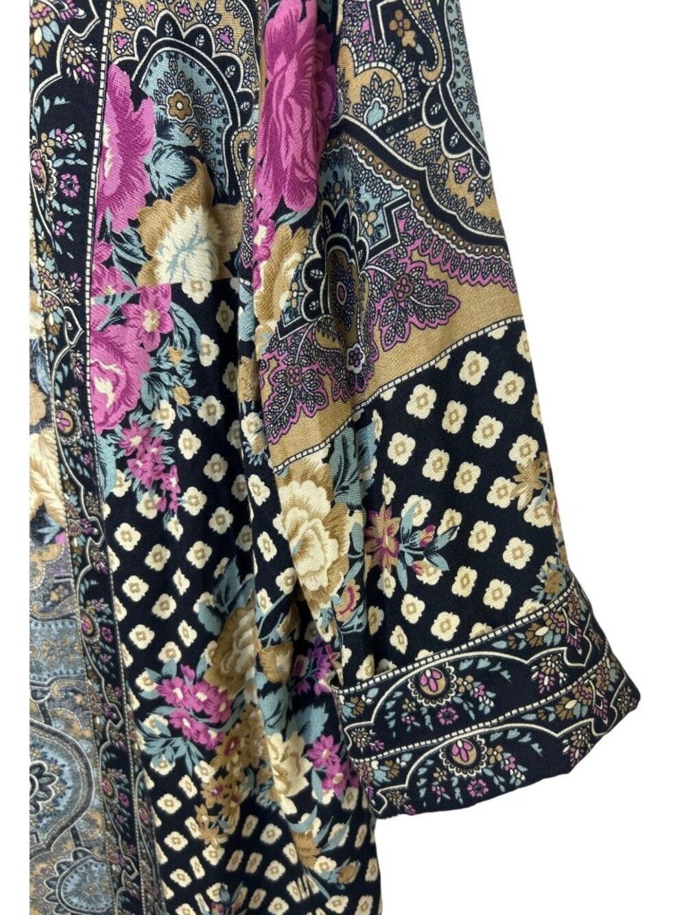 Lady Carol Petite Vtg Open Front Cardigan Women's M Floral Paisley Boho Eclectic - Picture 5 of 10